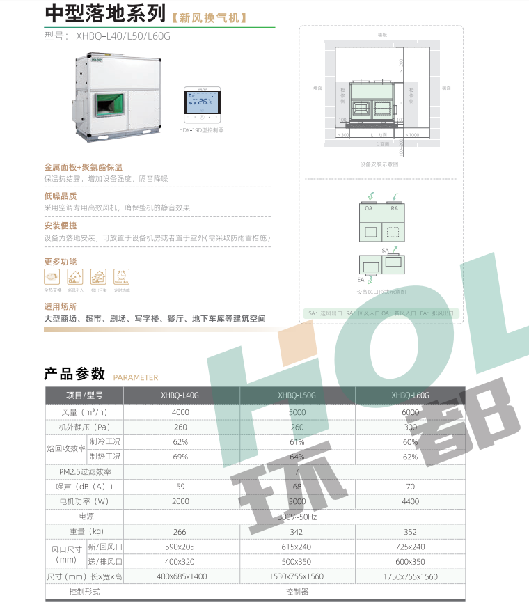 环都拓普中大型落地式商用新风系统