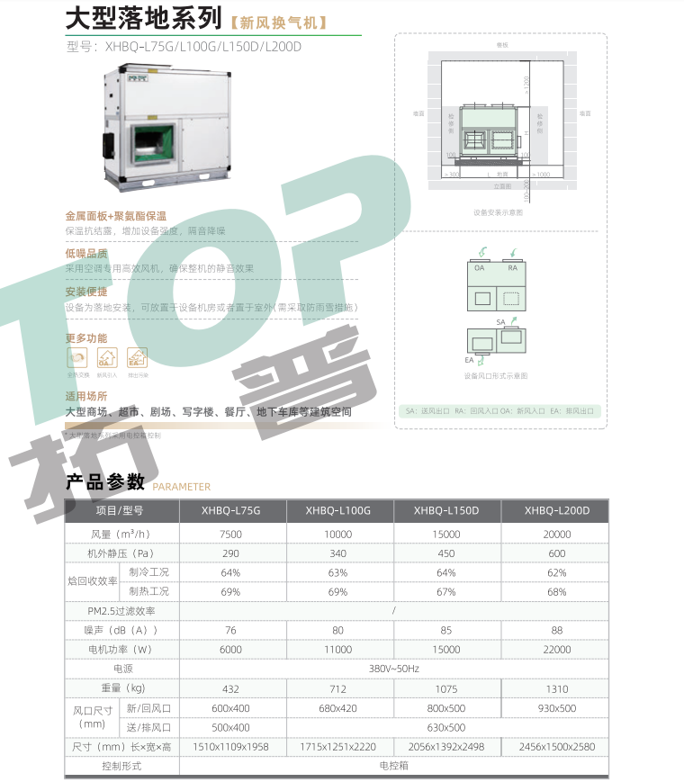 环都拓普中大型落地式商用新风系统