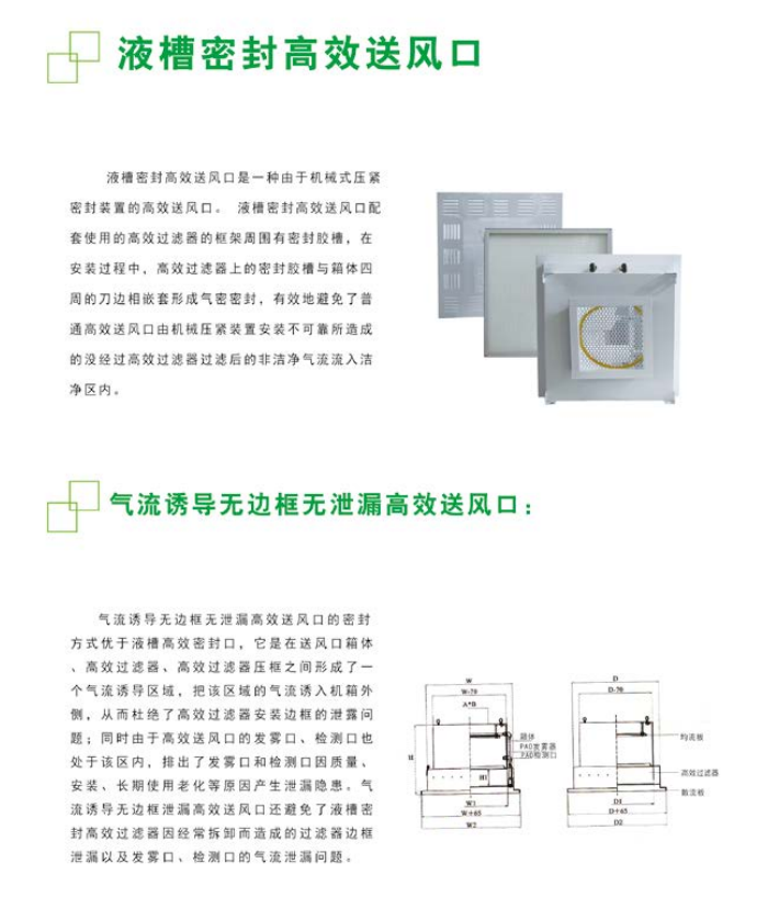 紫科净化除尘系统高效送风口及FFU风机单元